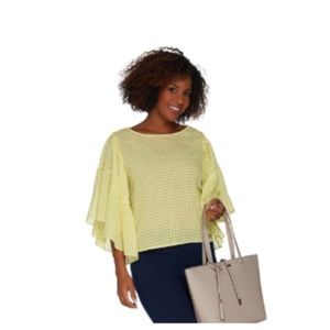 Vince Camuto Textured Drop Shoulder Ruffle Blouse
